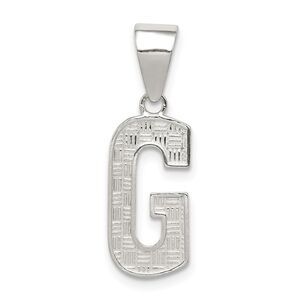 Sterling Silver, Sami Collection, Textured Block Initial G Pendant